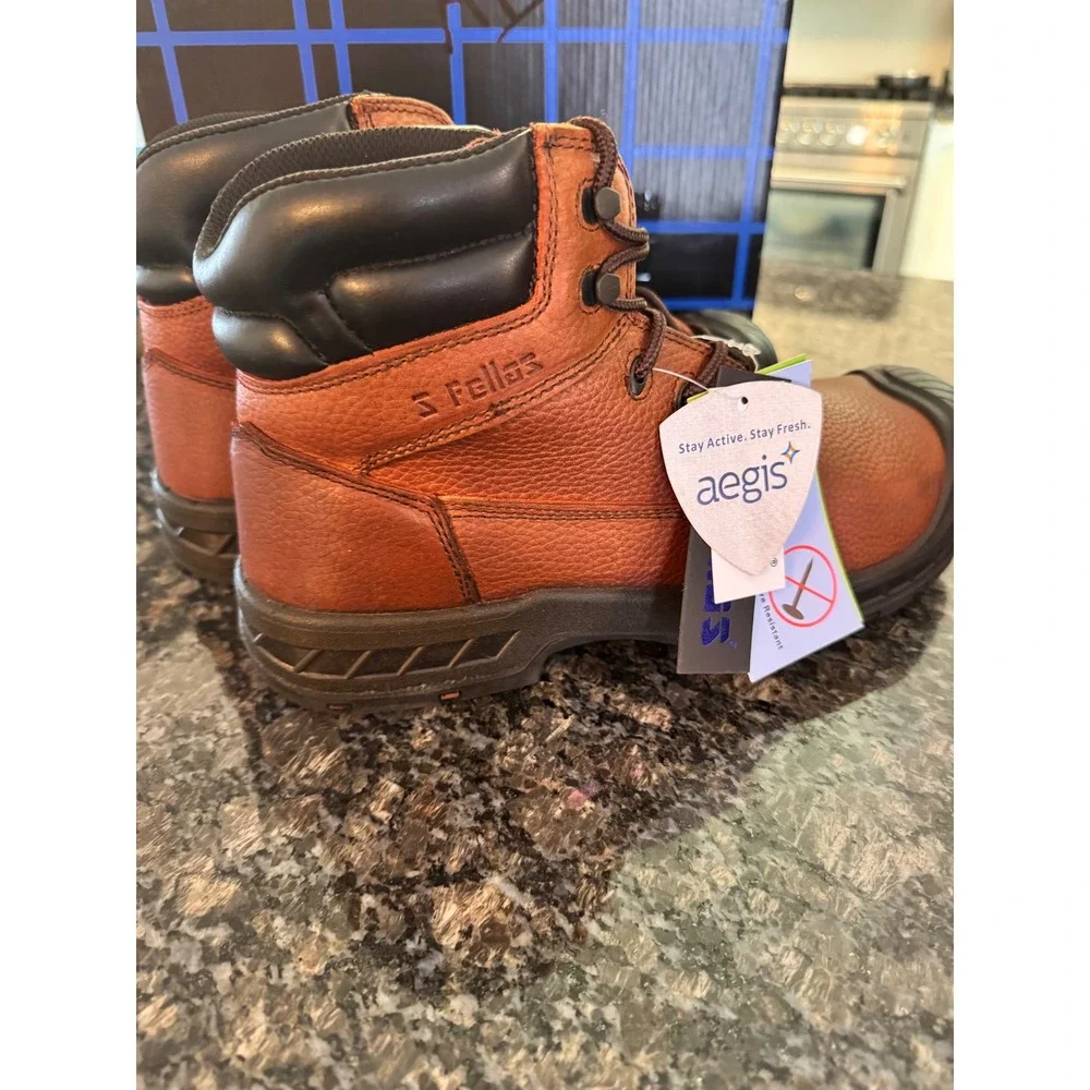 5 Fellas Vulcan Comp‎ Toe PR Brown Leather Waterproof Work Boots Mens 11 6100